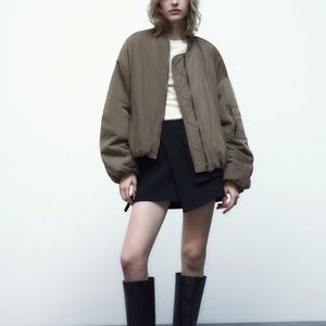 Zara Brown Bomber Jacket